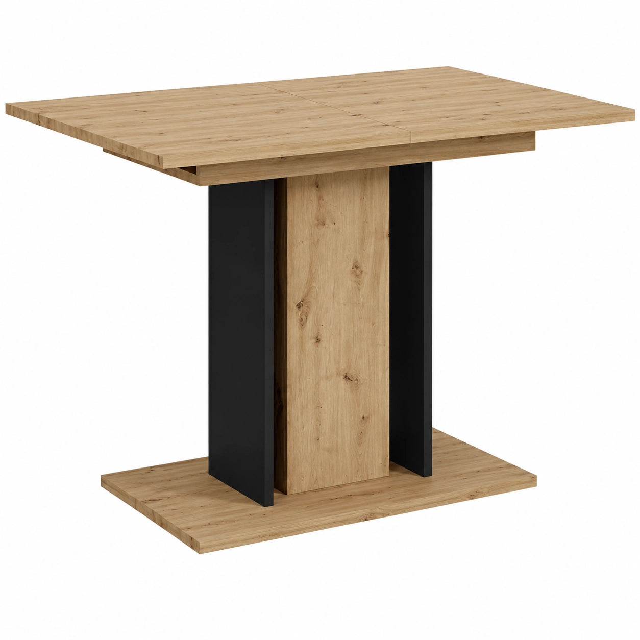 Esstisch – 140 × 60 × 75 cm, moderner Stil, ausziehbar, aus Eichenholz und Holz, Artisan-Eiche und Schwarz