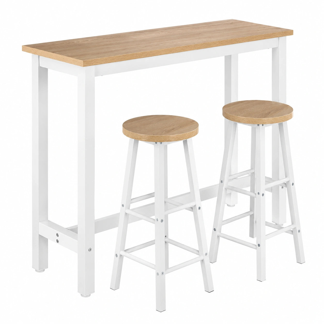 Bartisch – 3-teilig, aus Eichenholz und Metall, für Wohnzimmer