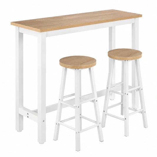 Bartisch – 3-teilig, aus Eichenholz und Metall, für Wohnzimmer