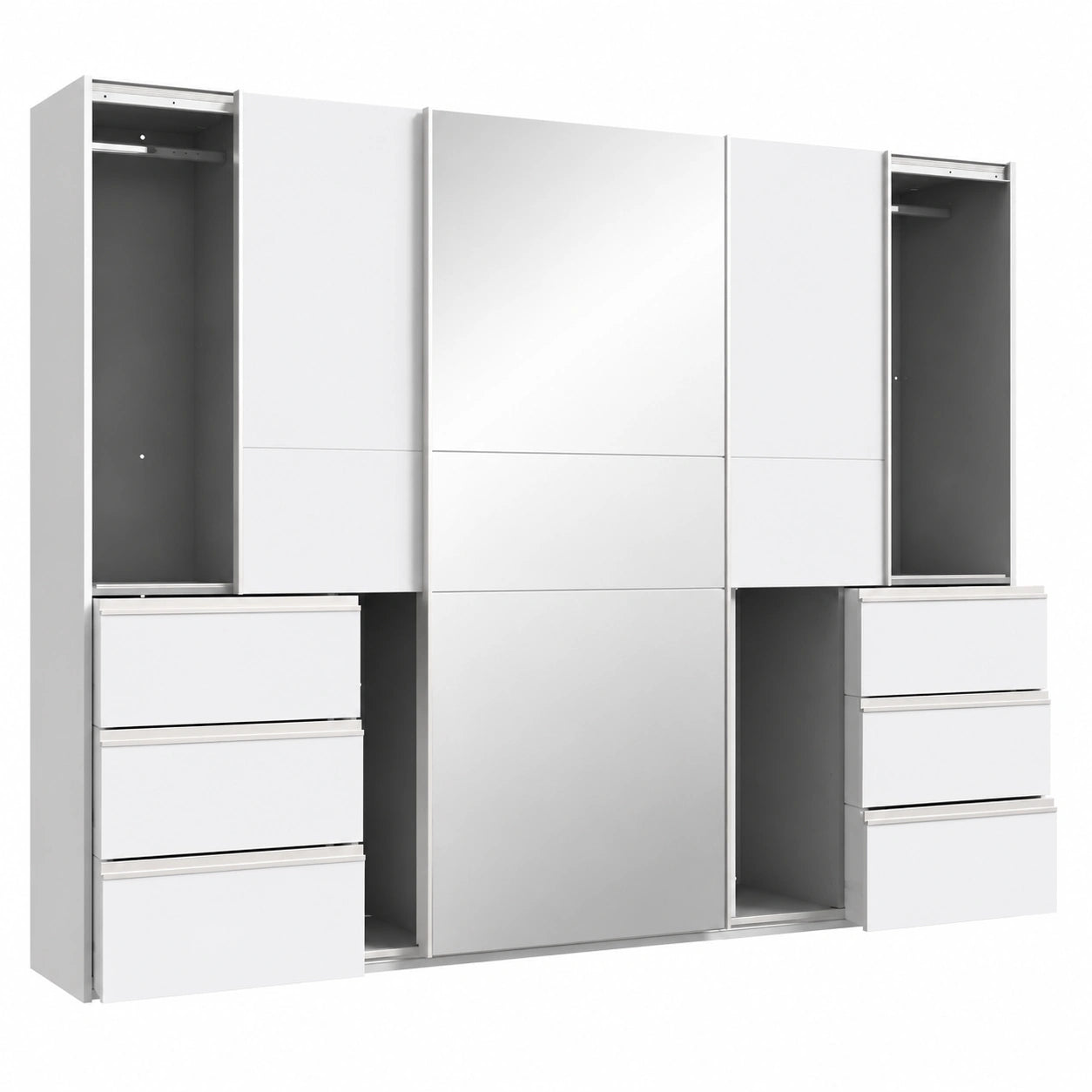 Schwebetürenschrank – 269,7 cm, moderner Stil, aus Holzwerkstoff, Weiß, für Schlafzimmer und Kinderzimmer