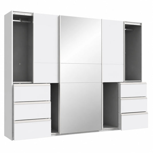 Schwebetürenschrank – 269,7 cm, moderner Stil, aus Holzwerkstoff, Weiß, für Schlafzimmer und Kinderzimmer