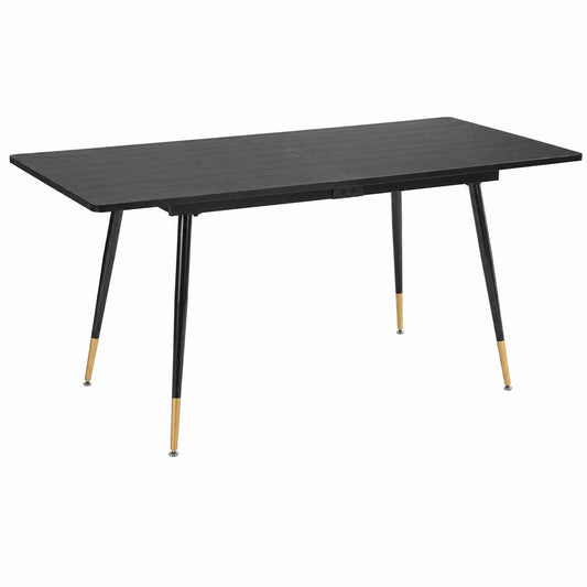 Esstisch – für 4–6 Personen, 160 × 80 × 75 cm, Industriestil, ausziehbar, Schwarz, für Esszimmer und Küche