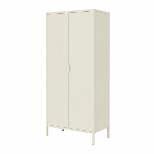 Metallschrank – 80 cm, Industriestil, Beige, für Wohnzimmer, Büro und Flur