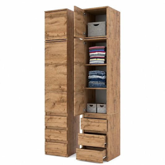 Kleiderschrank – 40 cm, mit Schubladen, mit mehreren Türen, aus Eichenholz, für Schlafzimmer, Büro und Flur