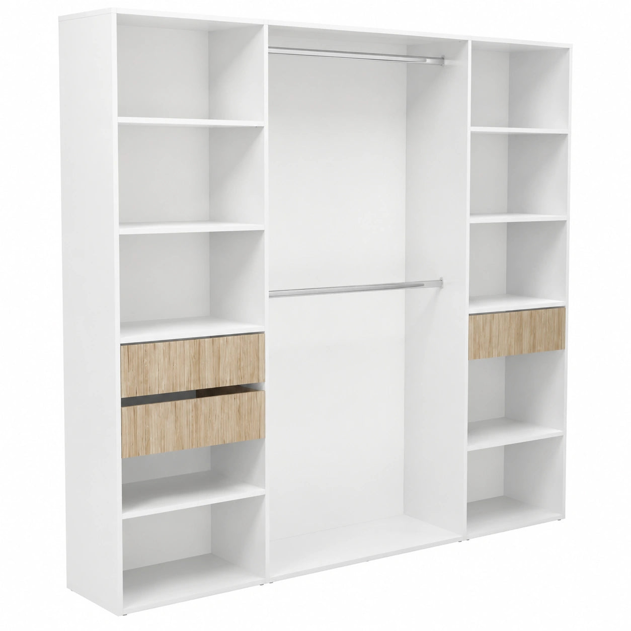 Kleiderschrank – 196 × 40 × 187 cm, mit Schubladen, aus Eichenholz