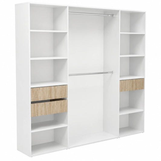 Kleiderschrank – 196 × 40 × 187 cm, mit Schubladen, aus Eichenholz