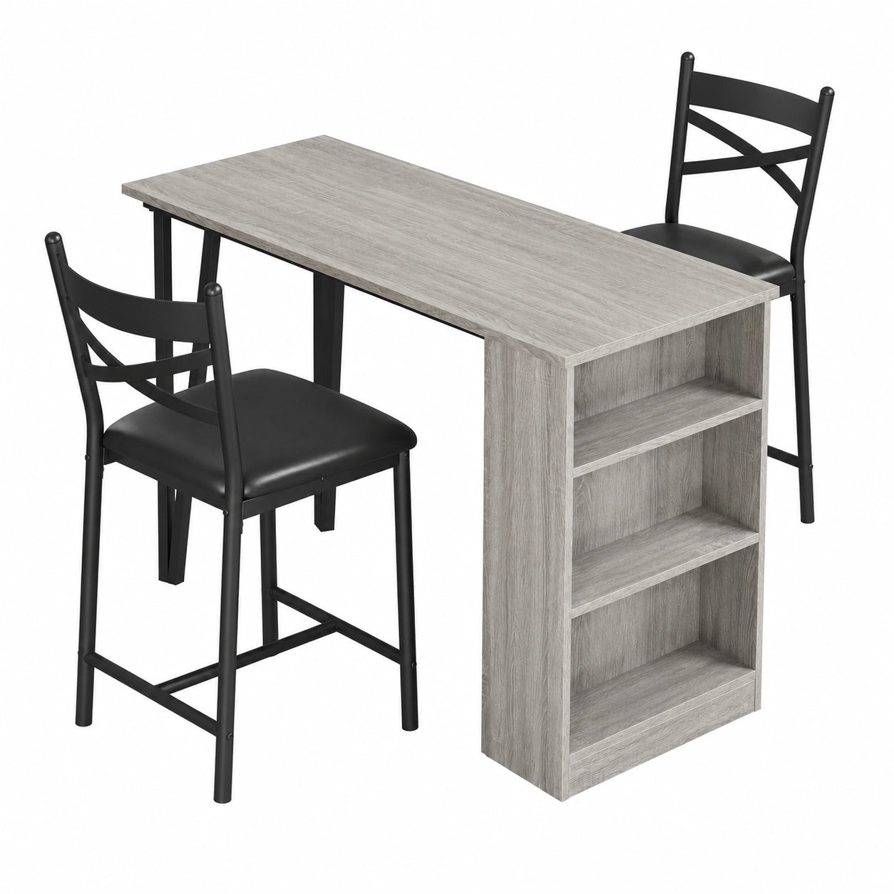 Bartisch – 3-teilig, klappbar, Grau, für Esszimmer, Küche und Wohnzimmer
