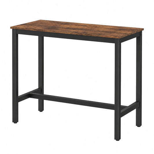 Bartisch – 105 cm, rechteckige Form, aus Metall und Holz, Braun, für Küche