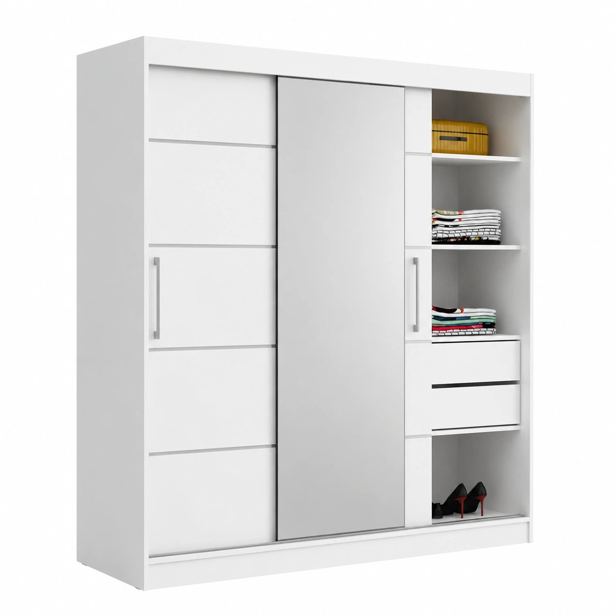 Kleiderschrank – 200 cm, mit Schubladen