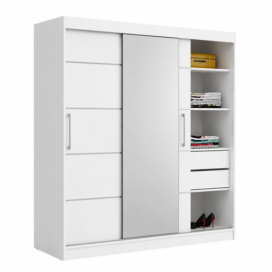 Kleiderschrank – 200 cm, mit Schubladen