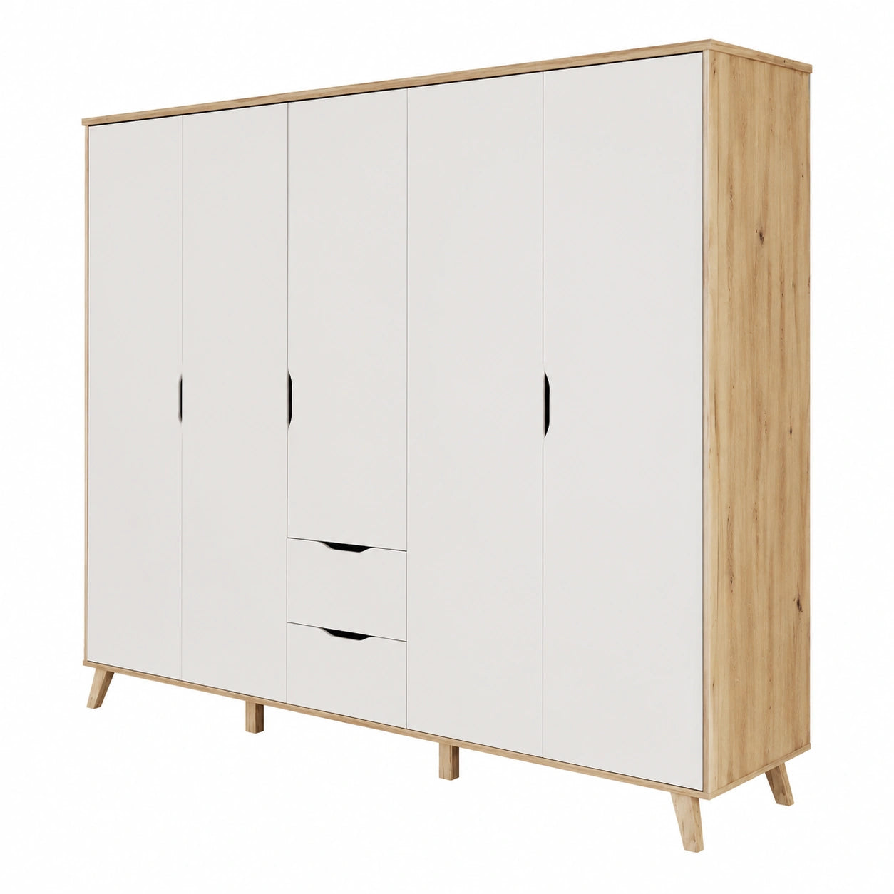 Kleiderschrank – mit Schubladen, aus Holzwerkstoff und Eichenholz