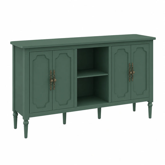 Kommode – mit mehreren Türen, aus Holz, Grün, für Esszimmer, Küche und Wohnzimmer